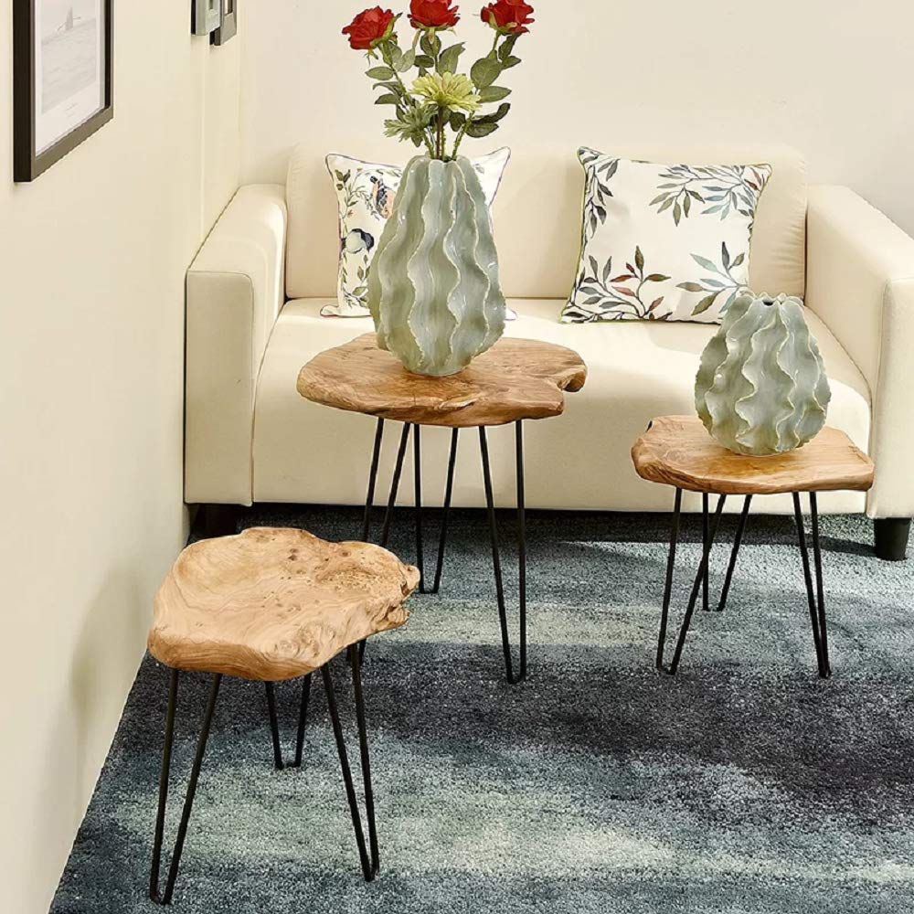 NXN-HOME Natural Edge Side Table, Live Edge End Table with 3 Hairpin ...