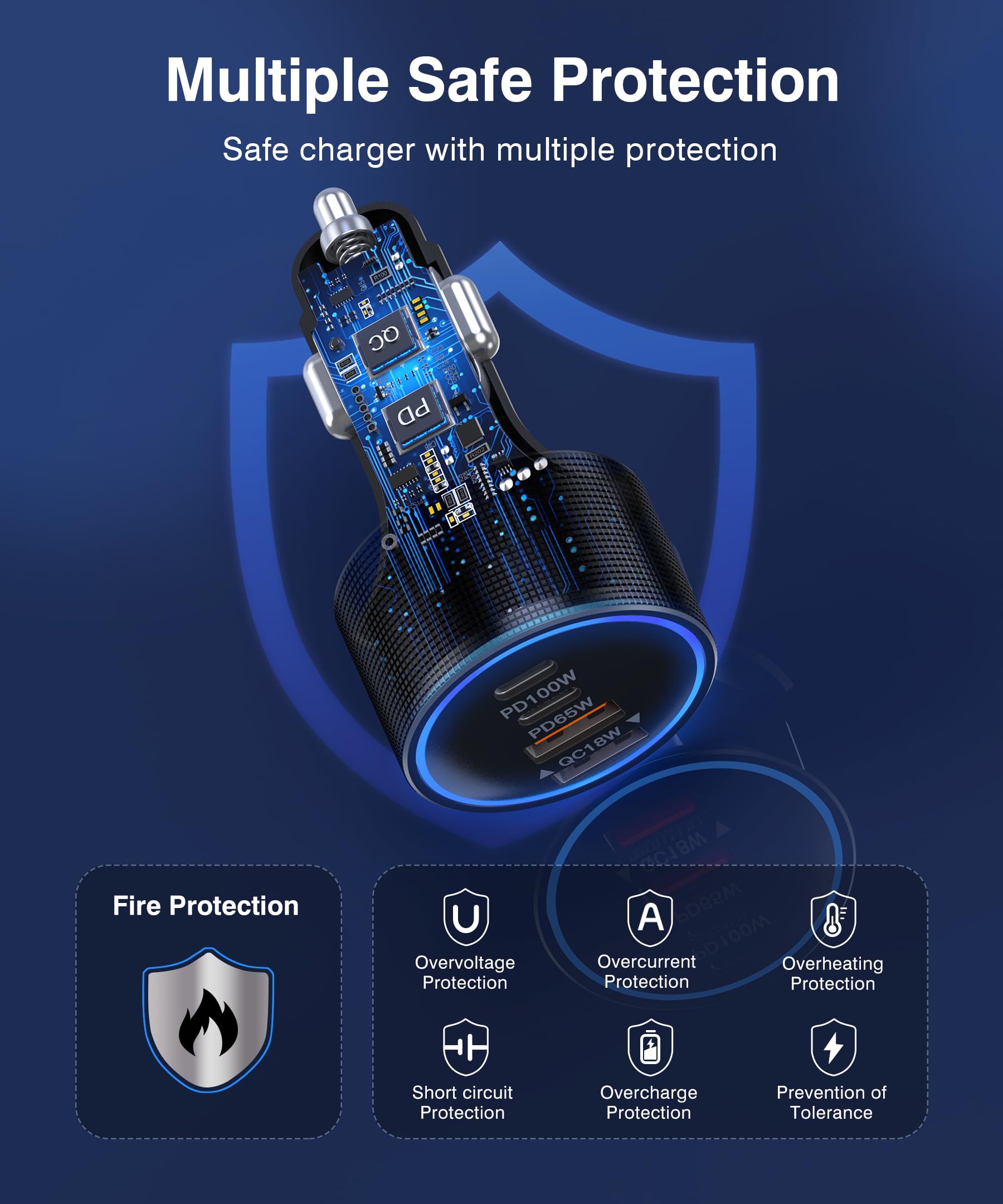 Caricabatteria da auto USB-C 4 in 1, adattatore per accendisigari a 4 porte super veloce, supporta la ricarica rapida PD/QC, compatibile con iPhone 17/16/15, iPad, Samsung Galaxy e altri dispositivi