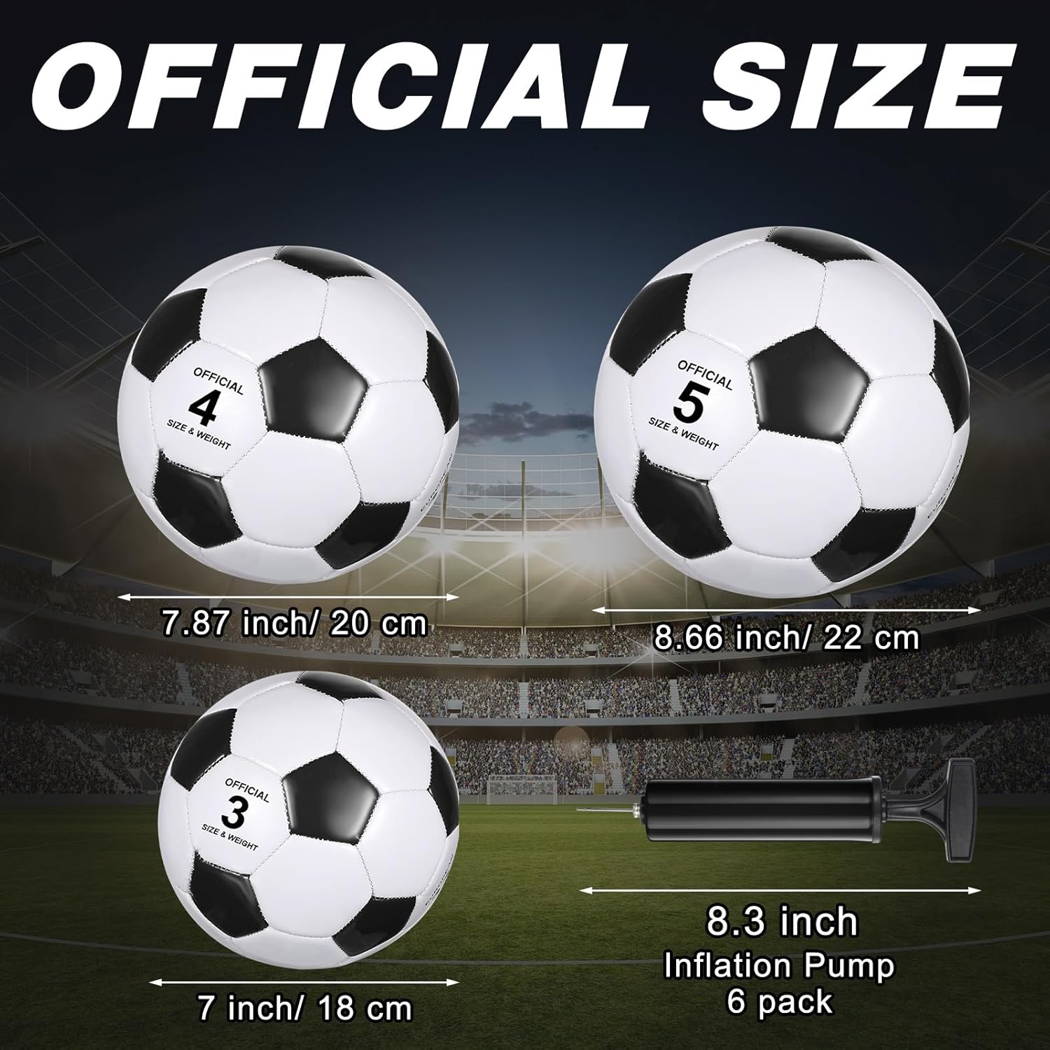 6 Pcs Soccer Ball Bulk Size 5/4/3 Deflated Soccer Balls with Pump for Youth Adult Game Training Practice Football for School Sports Game Birthday Gift Party - Image 2