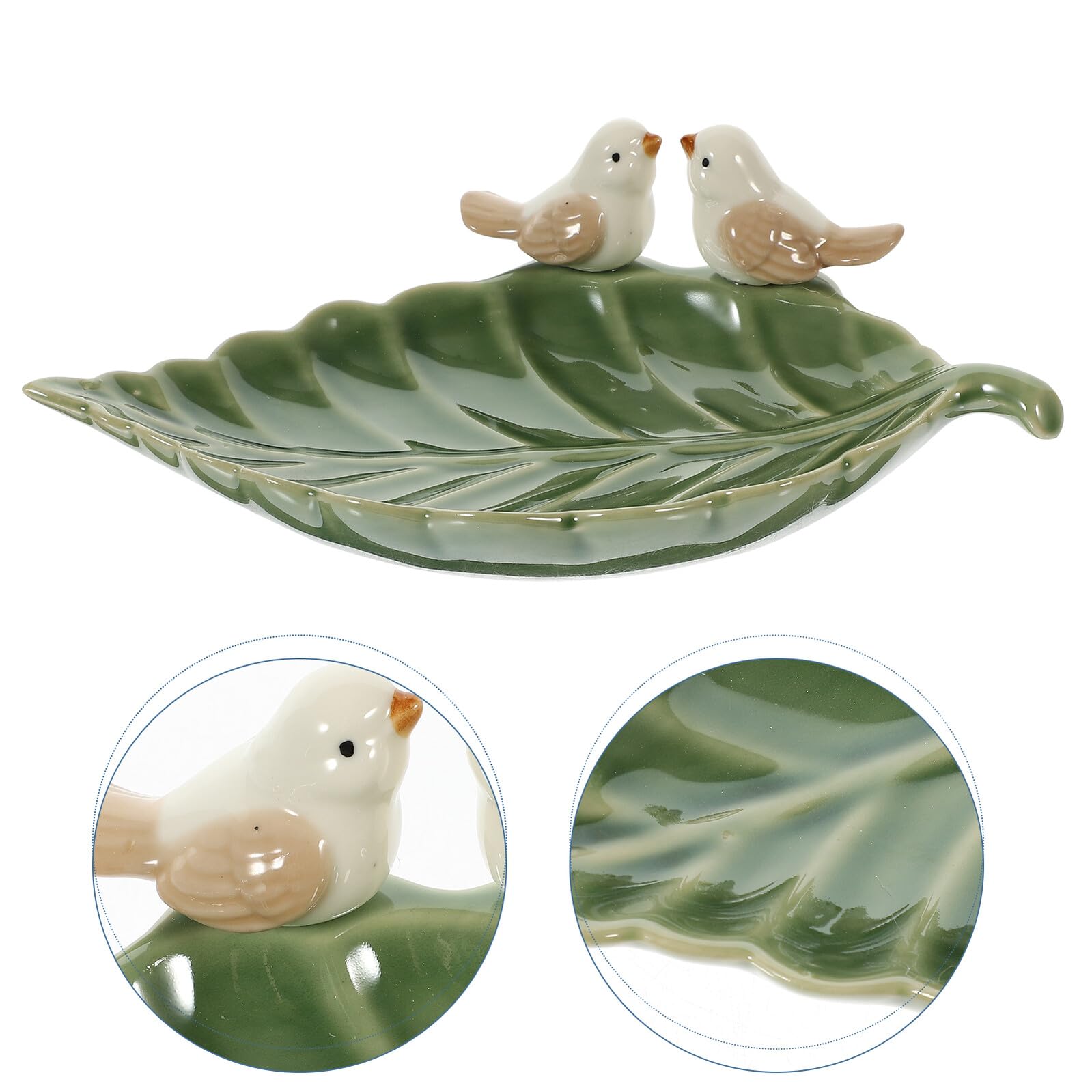 Schmuckschale aus Keramik in Vogel- und Blattoptik mit Glatter Oberfläche und Stabilem Design als Schlüsselablage und Schmuckhalter für Wohnzimmer oder Kommode