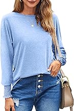 Bluetime Womens Long Sleeve Tops Crew Neck Casual T Shirts Loose Basic Tee Blouse