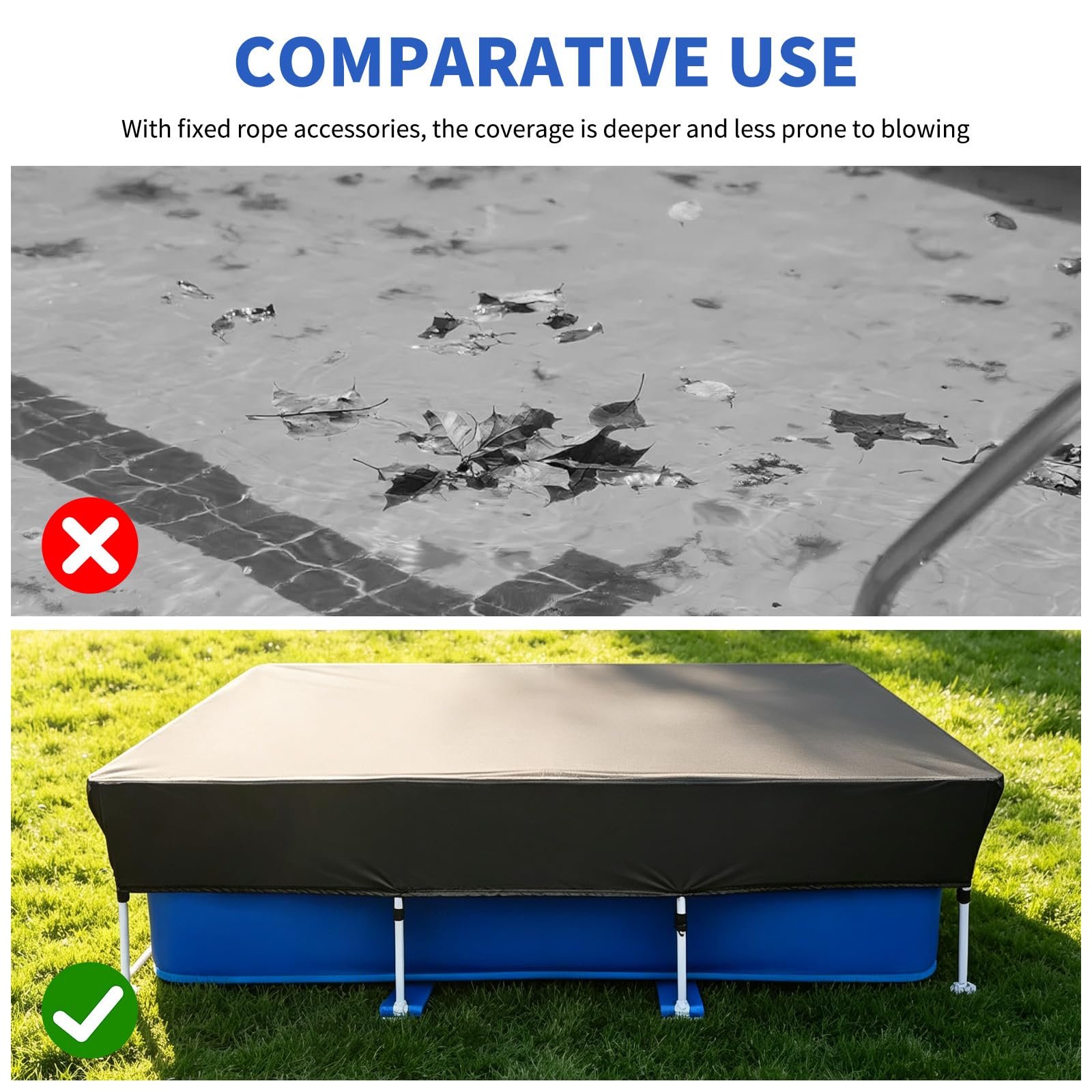 Bâche de Piscine Rectangulaire,Bâche Piscine Rectangulaire 300x200cm,Couverture de Piscine Protection,Bâche Solaire Estivale et Hivernale,pour Piscines Extérieures