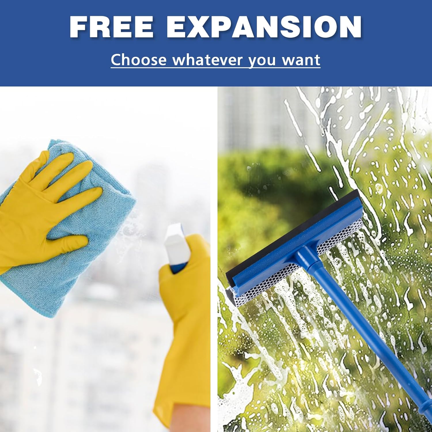 Window Squeee for Car, 1 Squeee Window Cleaner with Long Stainl