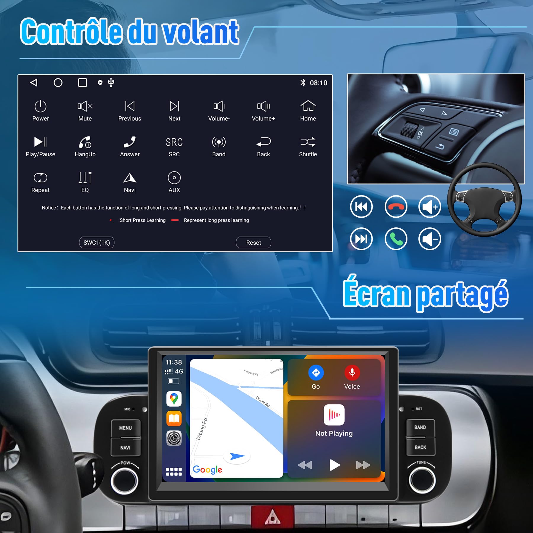 Autoradio per Fiat Panda 2013-2020, Android 13, Schermo Touch IPS 7" | Android 13 2G+64G con GPS Navi, Bluetooth, WLAN, DSP, Comandi al Volante, Schermo Touch IPS da 7 pollici