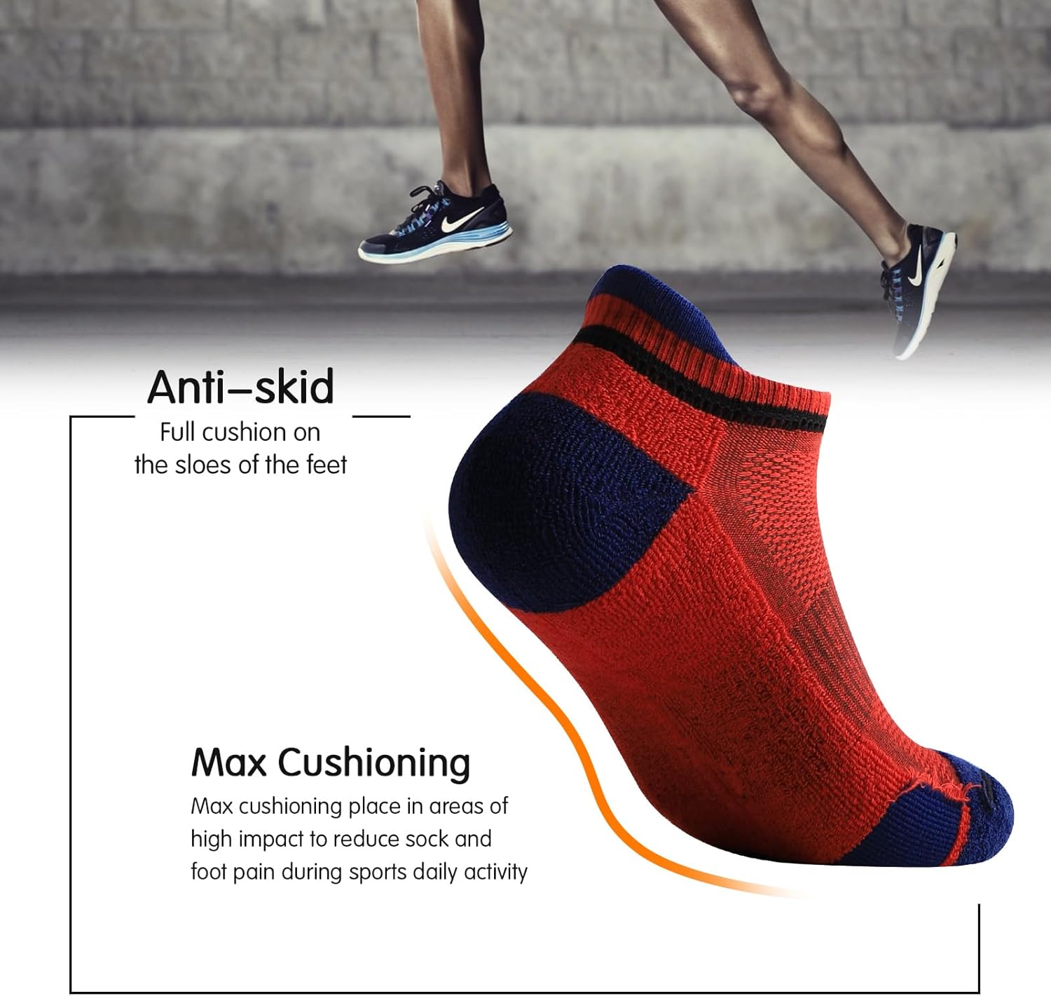 JOYNÉE Mens Ankle Athletic Low Cut Socks for Men Cushioned Running Sports Workout Tab Socks 6 Pairs - Image 2