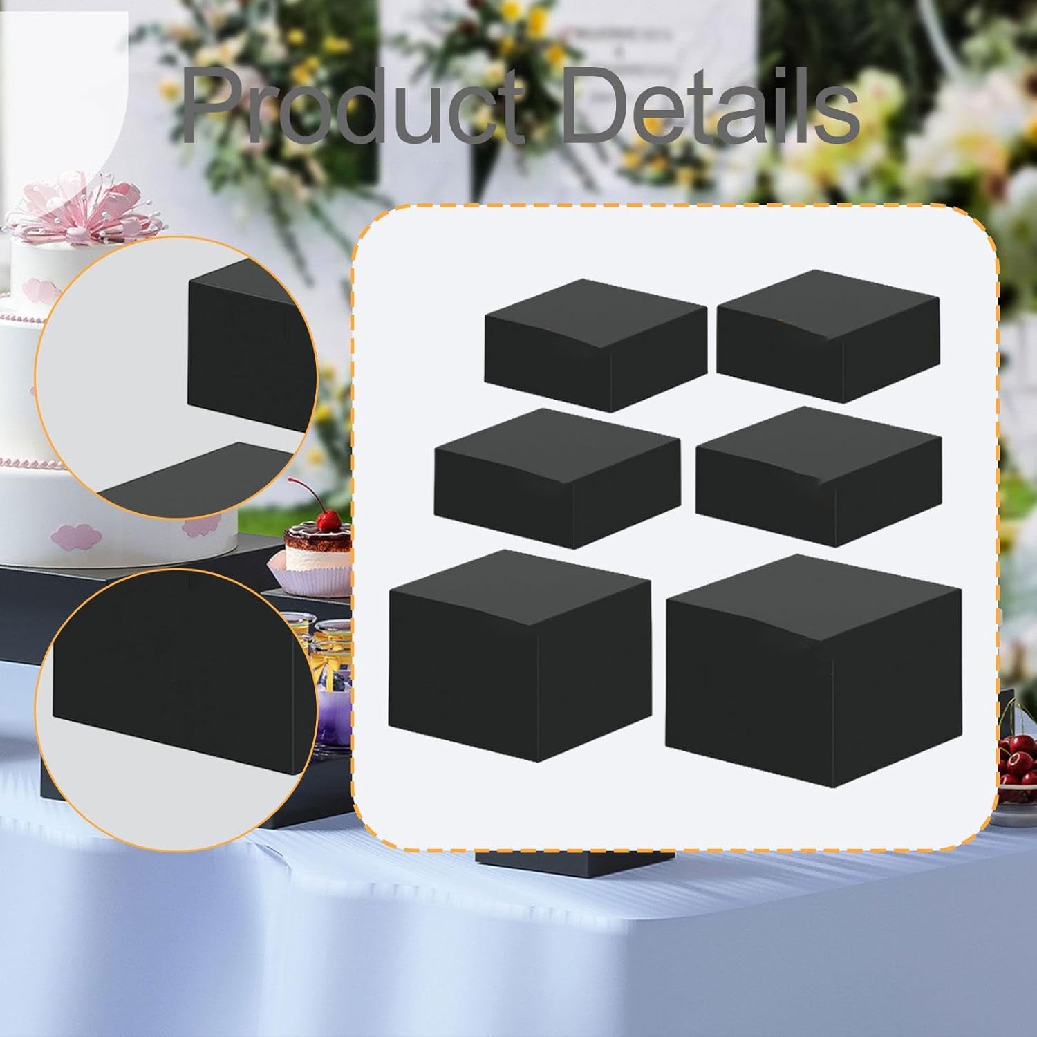 6 Pieces Buffet Riser Acrylic Food Display Stand Cupcake Stand Decorative Hollow Bottom Durability Multifunctional Suitable for Catering Events Desser, 6.8 to 9 inch