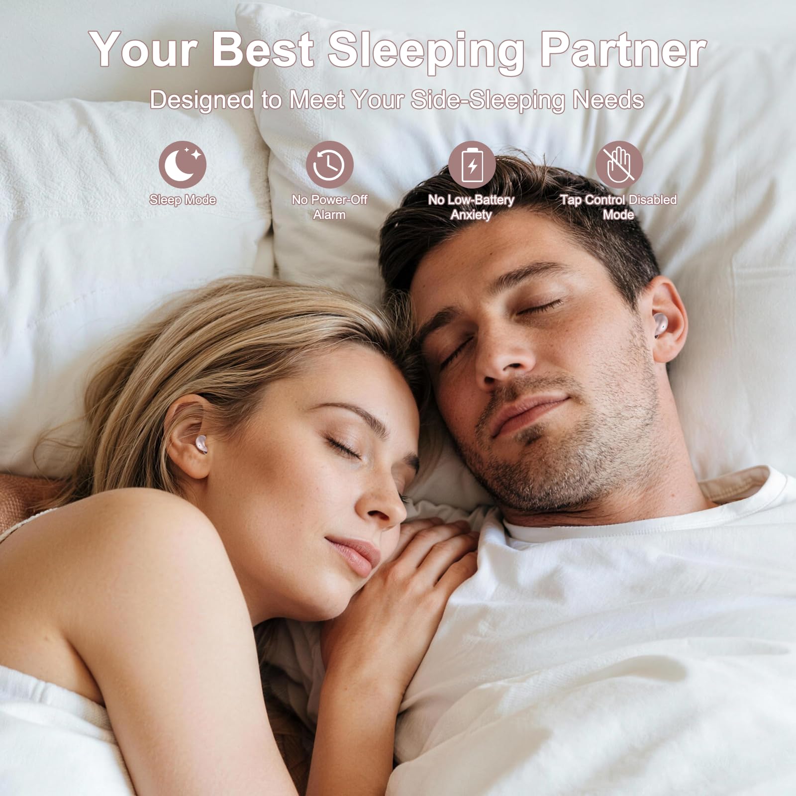Mini Auriculares para Dormir Bluetooth 6.0 y aplicación, Ruido Blanco Integrado para Dormir, Rosa Dorado