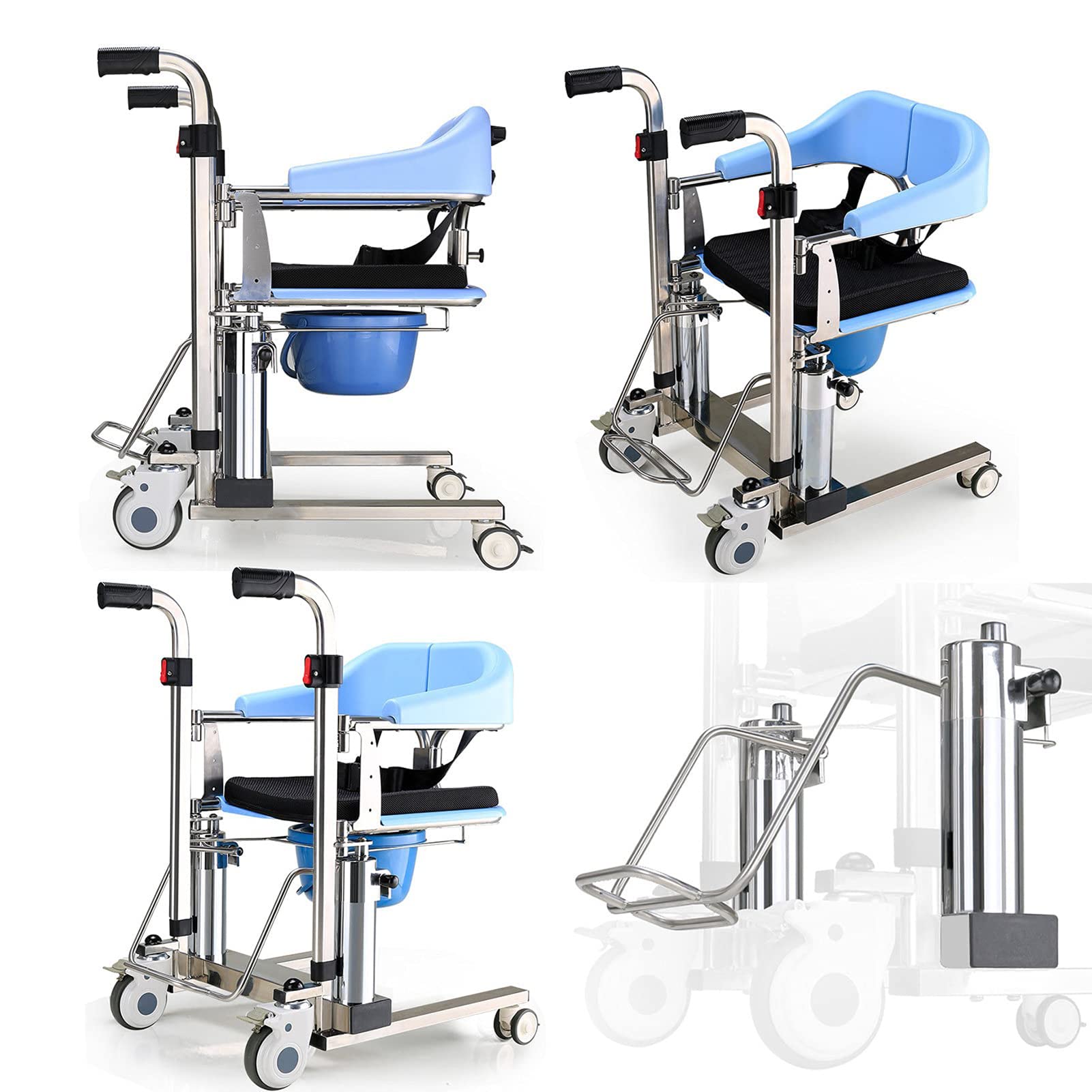 Elevador Hidráulico De Pacientes, Gruas para Personas Mayores, Fácil Traslado Al Inodoro Y Al Baño,Silla De BañO con Inodoro para Ancianos Discapacitados