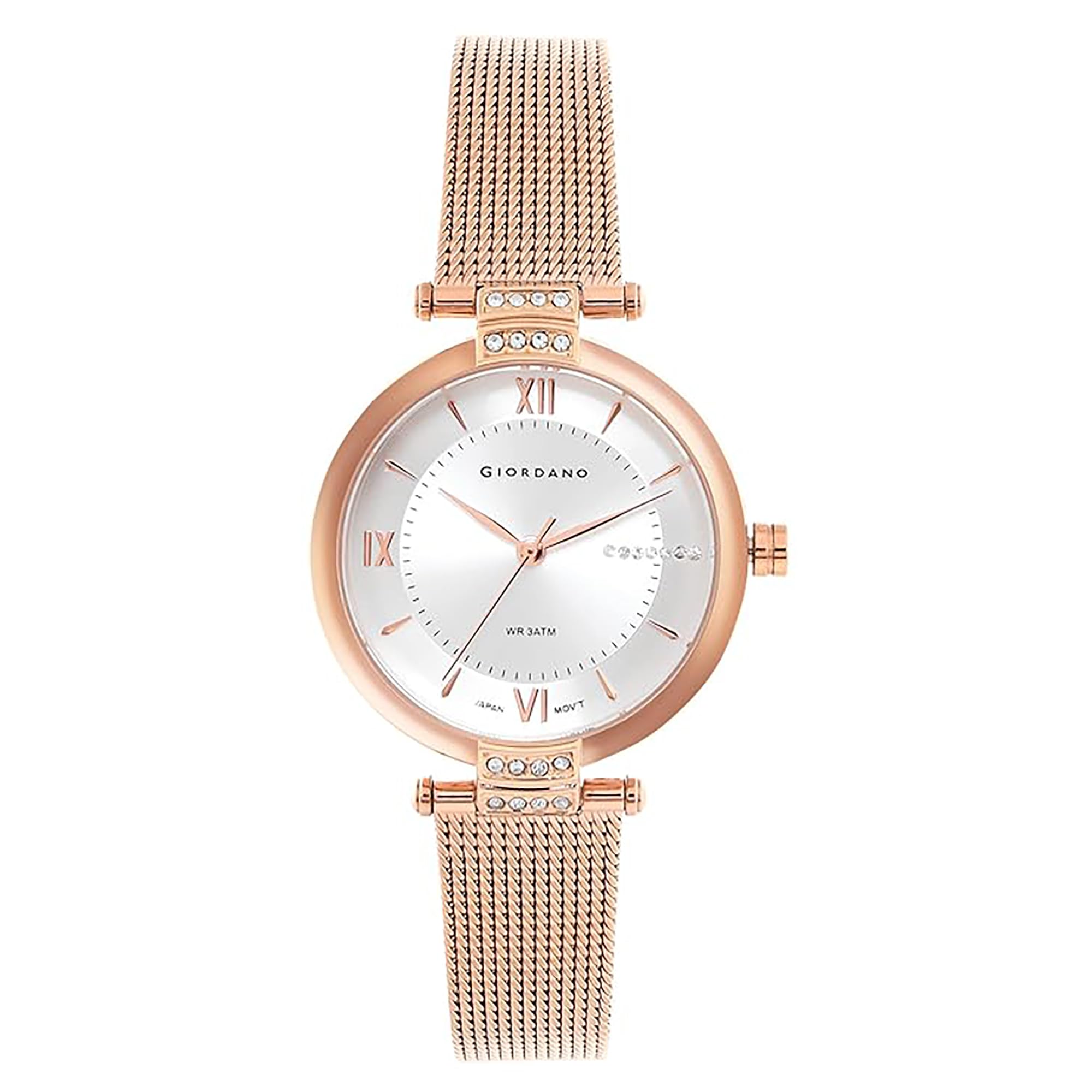 Giordano Analog Watch for Women Water Resistant Fashion Watch Round Shape with 3 Hand Mechanism with Mesh Metal Band Wrist Watch to Compliment Your Look/Ideal Gift for Female - GD-60009 (B0BWMQ8B57) Amazon Price History, Amazon Price Tracker
