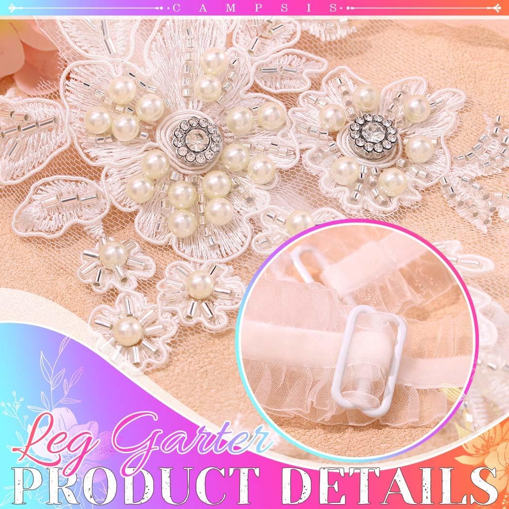 Campsis Wedding Garter for Bride, White Pearl Garter Belt for Women