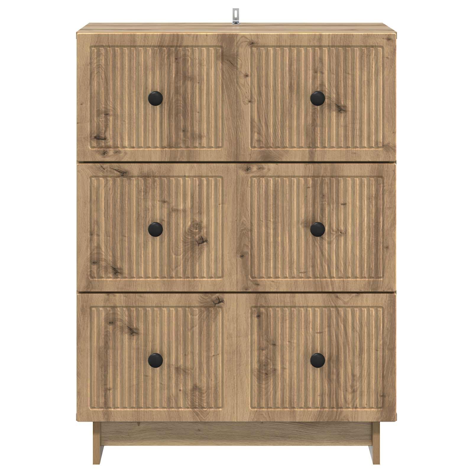 Cassettiera in rovere Artisan, 66 x 34,5 x 90 cm, con 3 cassetti, cassettiera per soggiorno, ufficio, corridoio, cantina