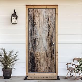 3D Door Sticker Gray Old Grunge Textured Wooden Door Decal Peel and Stic...