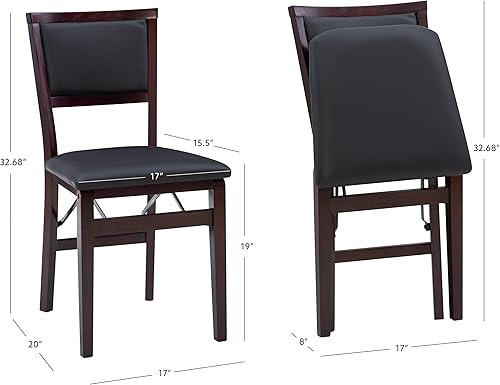 Miniatura 3 de Linon Trina Espresso Pad Back Silla plegable en un juego de dos