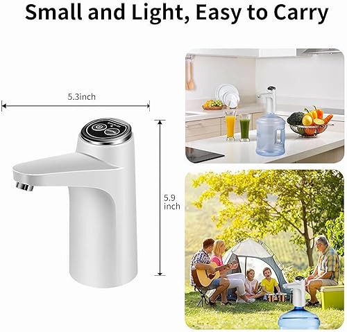 Miniatura 6 de HiPiCok Dispensador de agua eléctrico de 5 galones con tapa de cubo universal para botella de 3 y 5 galones, bomba de agua recargable automática,