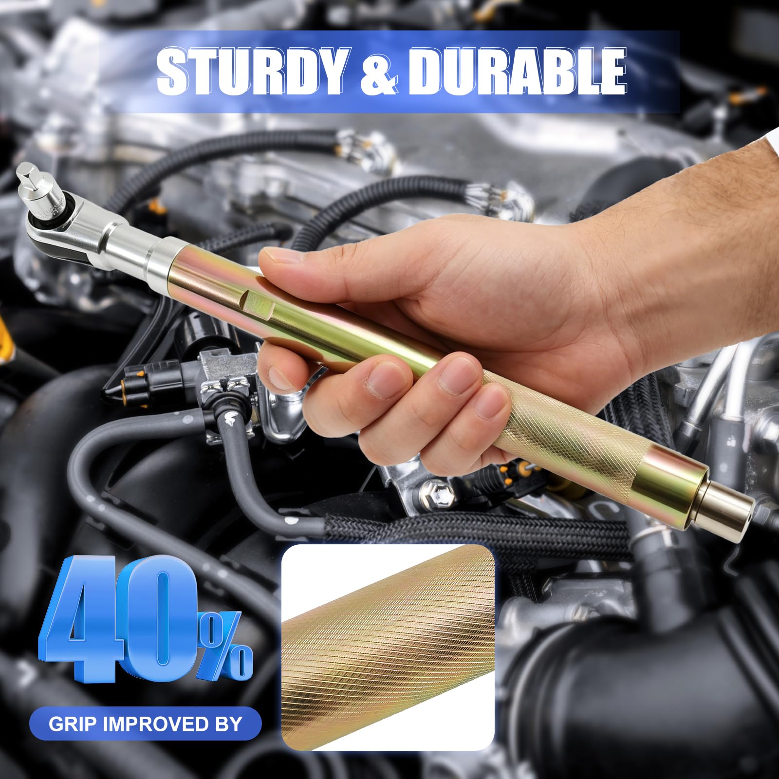 Llave de extensión con trinquete, juego de llaves de extensión de alto rendimiento de 1/2 pulgada con alcance estrecho y adaptador, para trabajos de automoción, bricolaje y mecánica.
