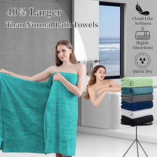 Vista 96 de Juego de toallas de microfibra de 8 piezas, 2 toallas de baño, 2 toallas de mano, 4 toallas pequeñas, toalla de baño extra grande para baño, hotel