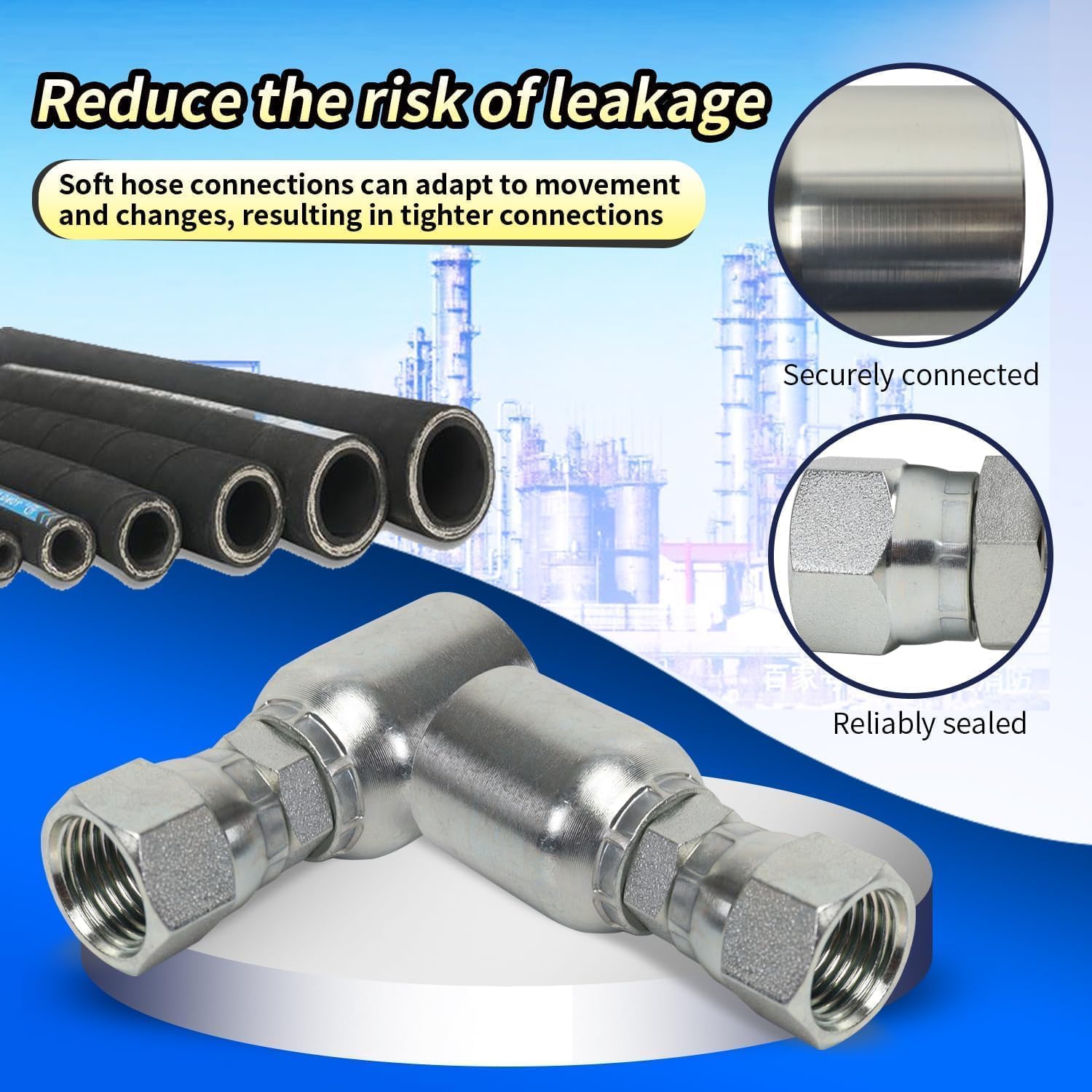 AKM 12-Pack 1/2 Hose x 1/2 JIC 37° Hydraulic Hose Fittings Female Hydraulic Hose End Swivel Crimp Fitting Coupling Hydraulic Fittings