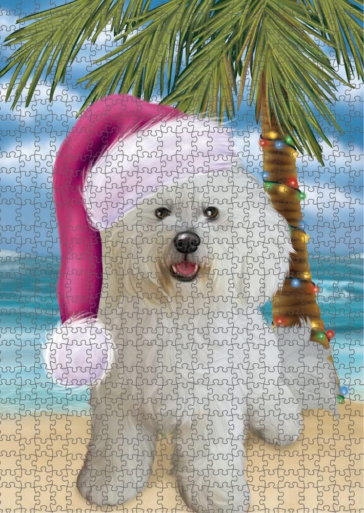 Christmas Summertime Beach Bichon Frise Dog Jigsaw Puzzle for Adults - Animal Printed Interlocking Puzzle Game Artwork - Gift for Dog Lover's -1000 Pcs 29.5"x19.7", PZLE63019