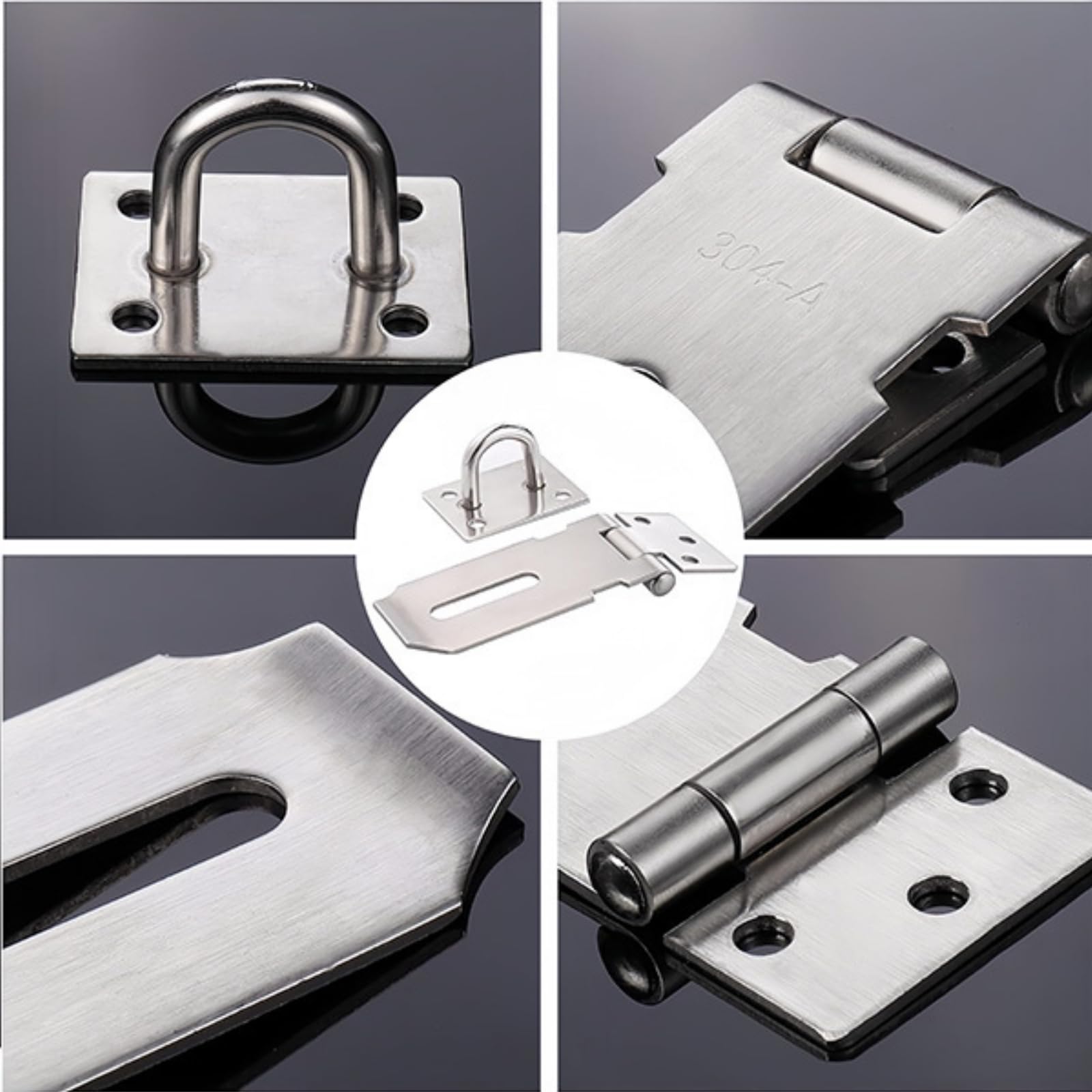 Boxonly 2 Inch Stainless Steel Padlock Hasp Latch, Mini Locking Staple Catch for Door Cabinet, Toolbox, Drawer, Pet Cage - Image 2