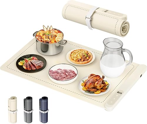 Miniatura 10 de GRAPHENE - Tapete de calentamiento de alimentos, [calentamiento rápido de superficie completa de 122 ℉ a 212 ℉] Bandeja de calentamiento eléctrico,