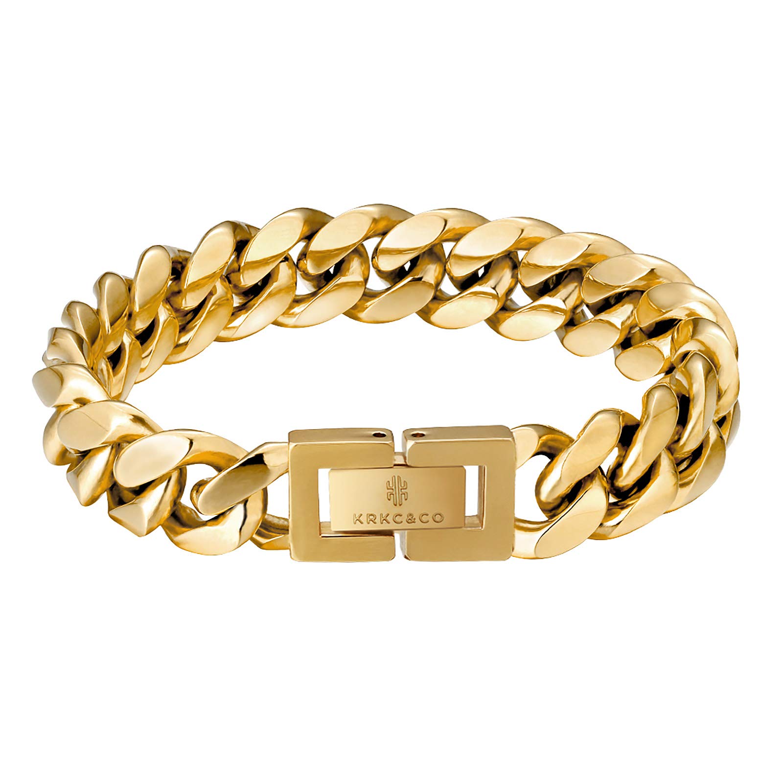 Buy KRKC&CO 8mm/10mm/12mm Cuban Link Curb Bracelet for Men, 18k Gold