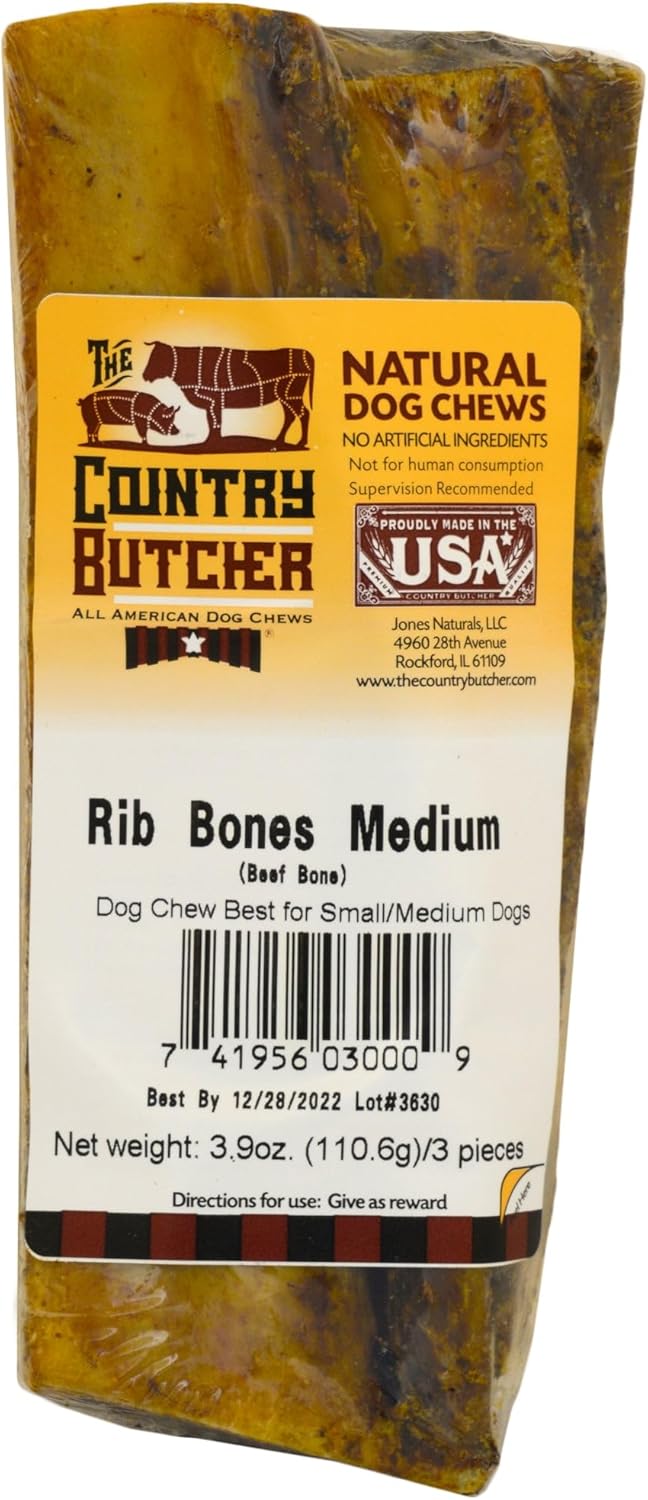 The Country Butcher Bone Dog Beef Rib Medium 1 ea (Pack of 15)