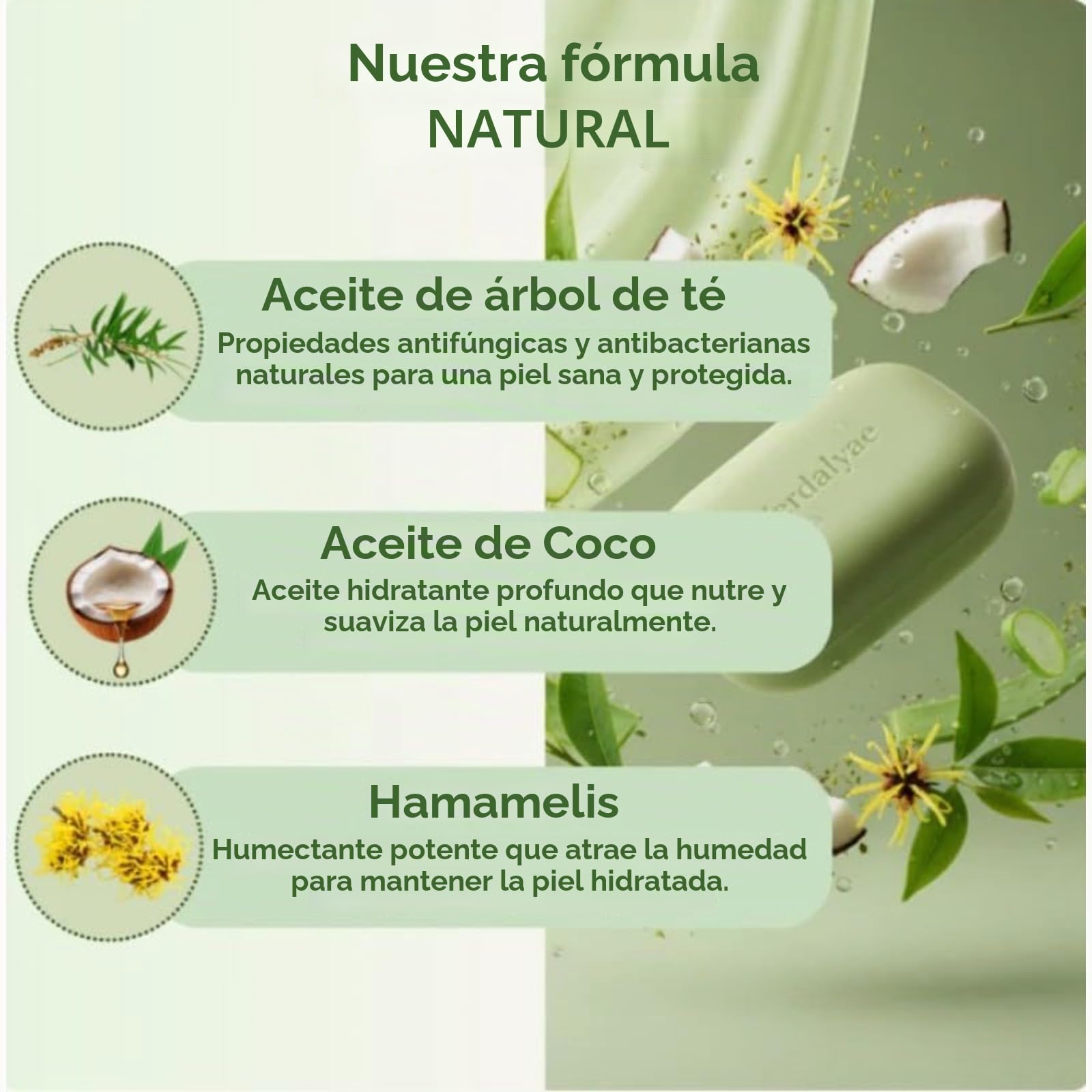 Aqvera Jabon Antifungico,100g Pastilla Jabon Natural-Aplicable Al Cuerpo-Jabon Cara - Jabones Artesanales - Tea Tree Soap