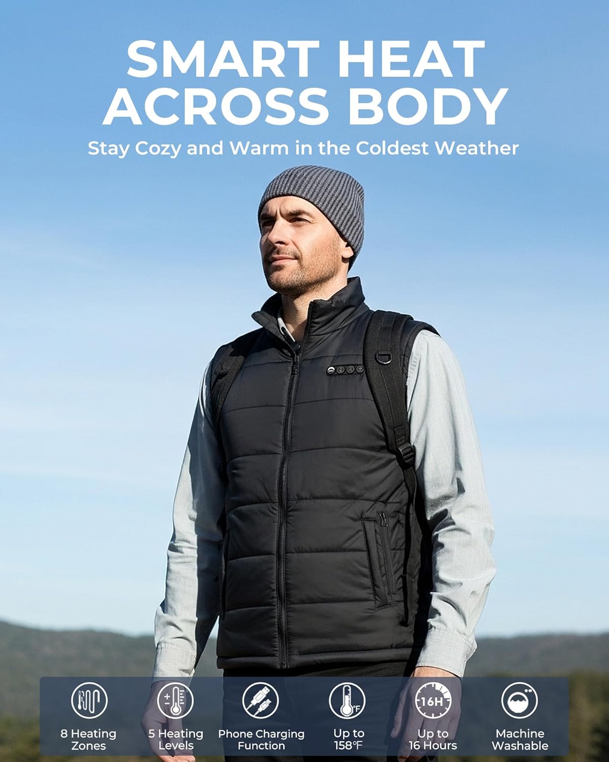 ARRIS Heated Vest with Patented Size Adjustable Design For Men and Women