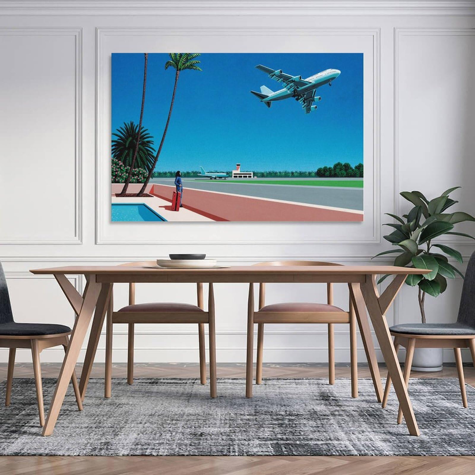 Amazon.co.jp: 画家永井博 夏の風景飛行機ポスター アートパネル