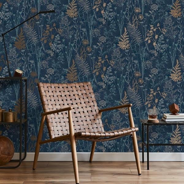 Superfresco Easy Organics Navy and Copper Wallpaper by Superfresco Easy - Image 2