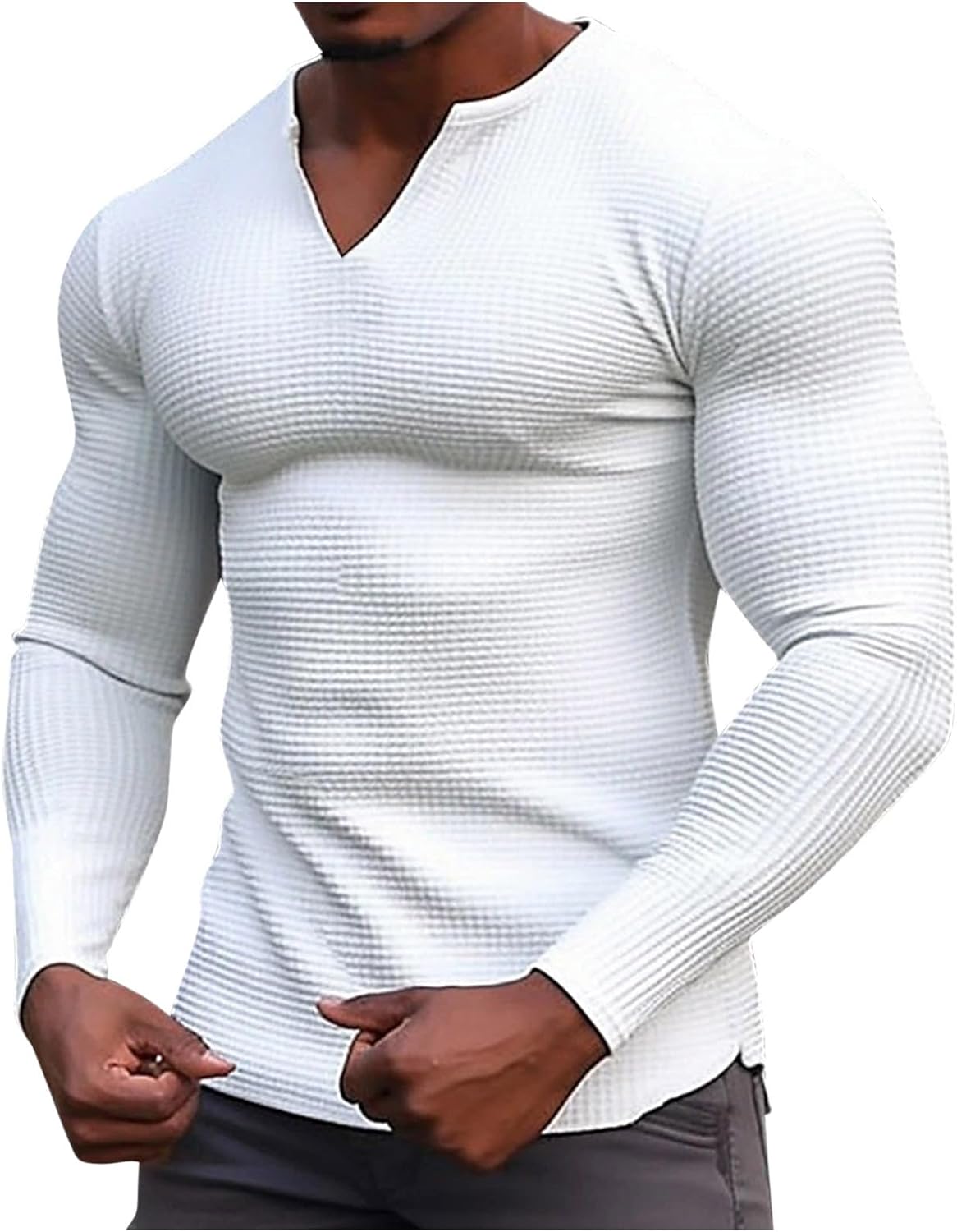 Mens V Neck Waffle Knit Sweaters Long Sleeve Slim Zambia Ubuy