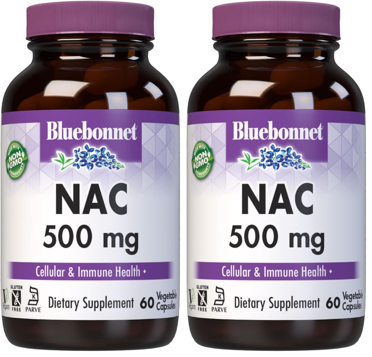 BlueBonnet Nutrition NAC 500 mg, 60 Capsules 60 Count (Pack of 2)