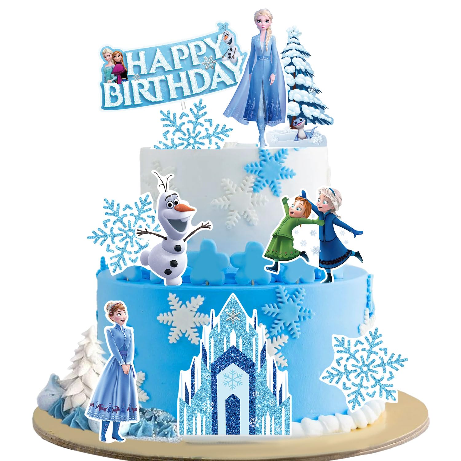 Lahe Frozen Cake Decoration, Happy Birthday Cake Decoration, Frozen Birthday Decoration Girls Cake Topper Birthday Set for Party Decoration for Children Cake Decoration (Pack of 10)