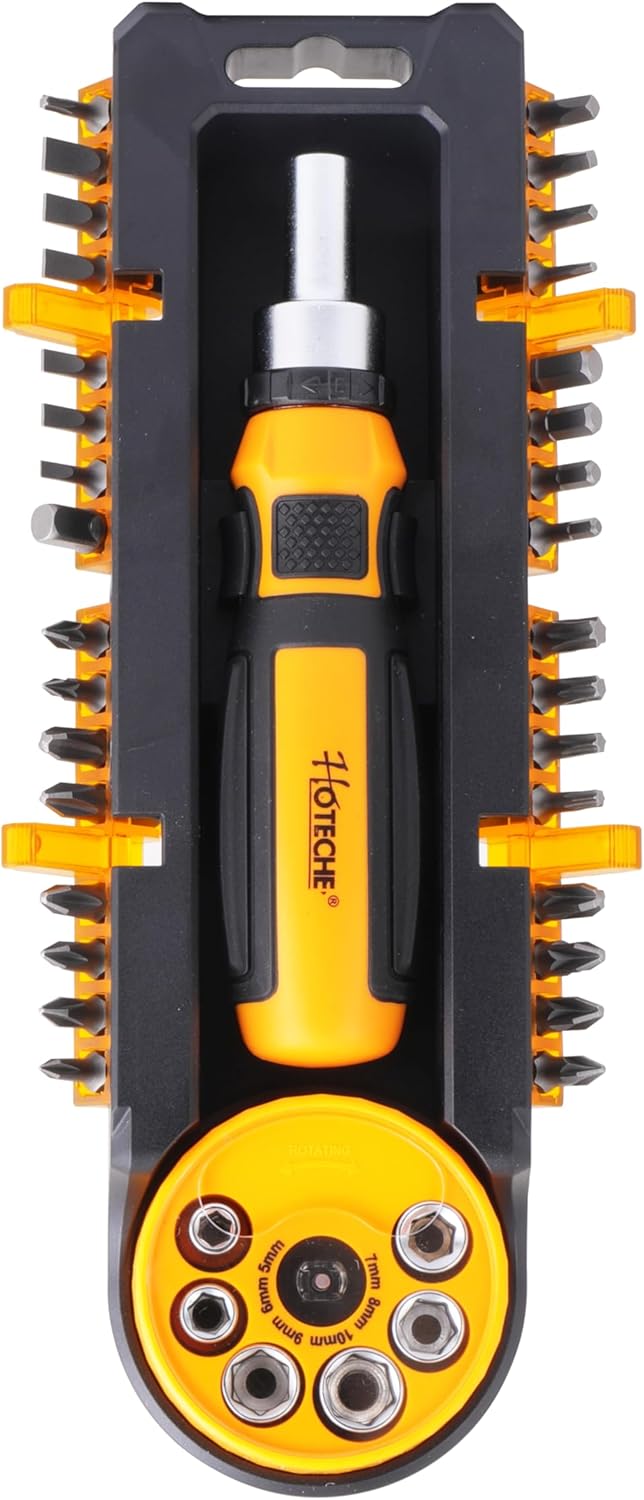 Hoteche 39Pcs Ratchet Screwdriver Set,DIY Ratchet Screwdriver Set, Multi Bit Magnetic Drive Set with Detachable Ratchet Handle, Portable Compact Repair Tool Kit for Furniture Computer Bicycle Gray