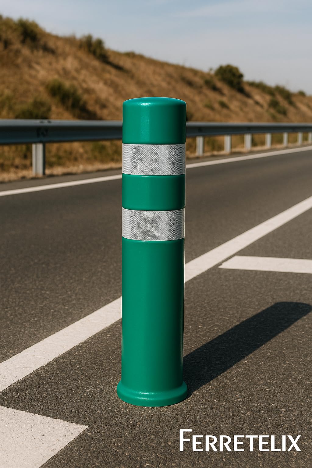 FERRETELIX® Poteau de Signalisation H-75 Vert avec Ancrage Inclus – Sécurité Routière Durable