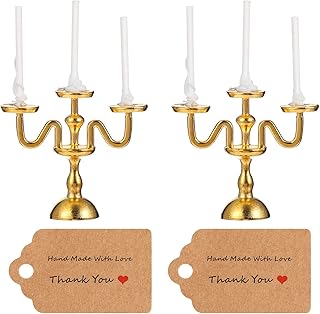 STOBOK 2 Pcs Miniature Candlesticks Dollhouse Candlesticks Decor Vintage Mini Candlesticks Candles Set Simulation Candle Holder Doll House Desk Ornament