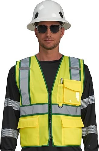 AYKRM High Visibility Vest Green Size L - Reflective Safety Gear for Road Crew, 
