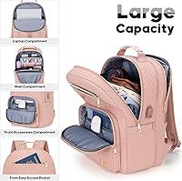 Vista 4 de mochila para laptop para mujer, Rosado, Casual