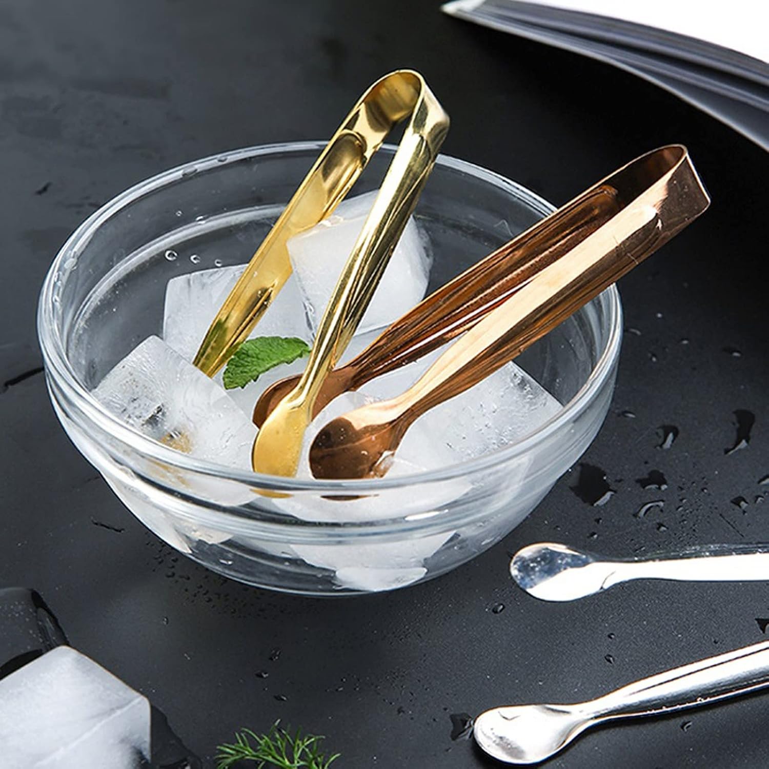 Cooking Tongs Ice Cube Clip Mini Kitchen Food Tea Party Bar Stainless Steel Accessories(Silver)