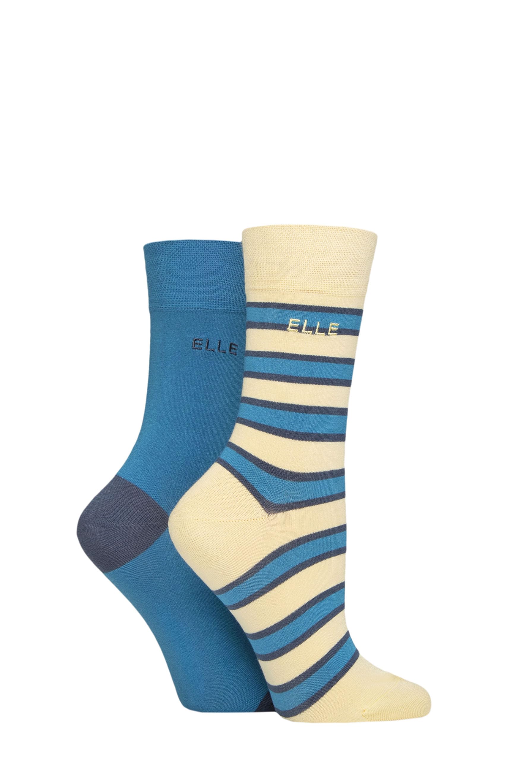 Elle Women's Storm Striped And Plain Soft, Cooling & Breathable Bamboo Socks In A Multipack Of 2 Pairs Size 4-8 Casual Wear (Uk, Numeric, 4, 8, Regular, Regular, )