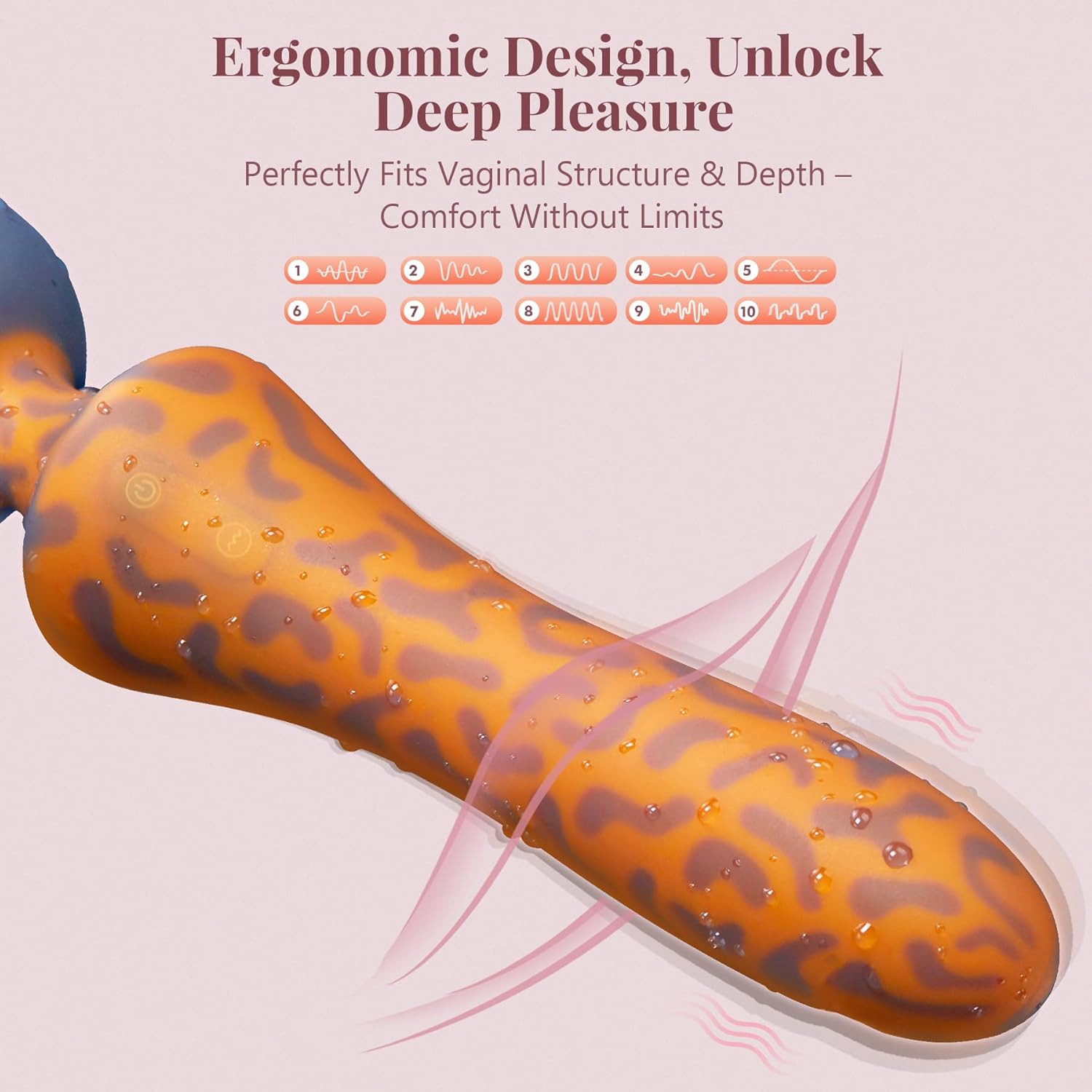 Vibrator Wand Dildo Sex Toys - 9.08" Leopard Dual-Headed Vibe for Clit，G Spot，Glans, Full-Body Pleasure Stimulator with 10 * 10 Vibration, Soft Liquid Silicone Massager Adult Toy for Women Men Couple