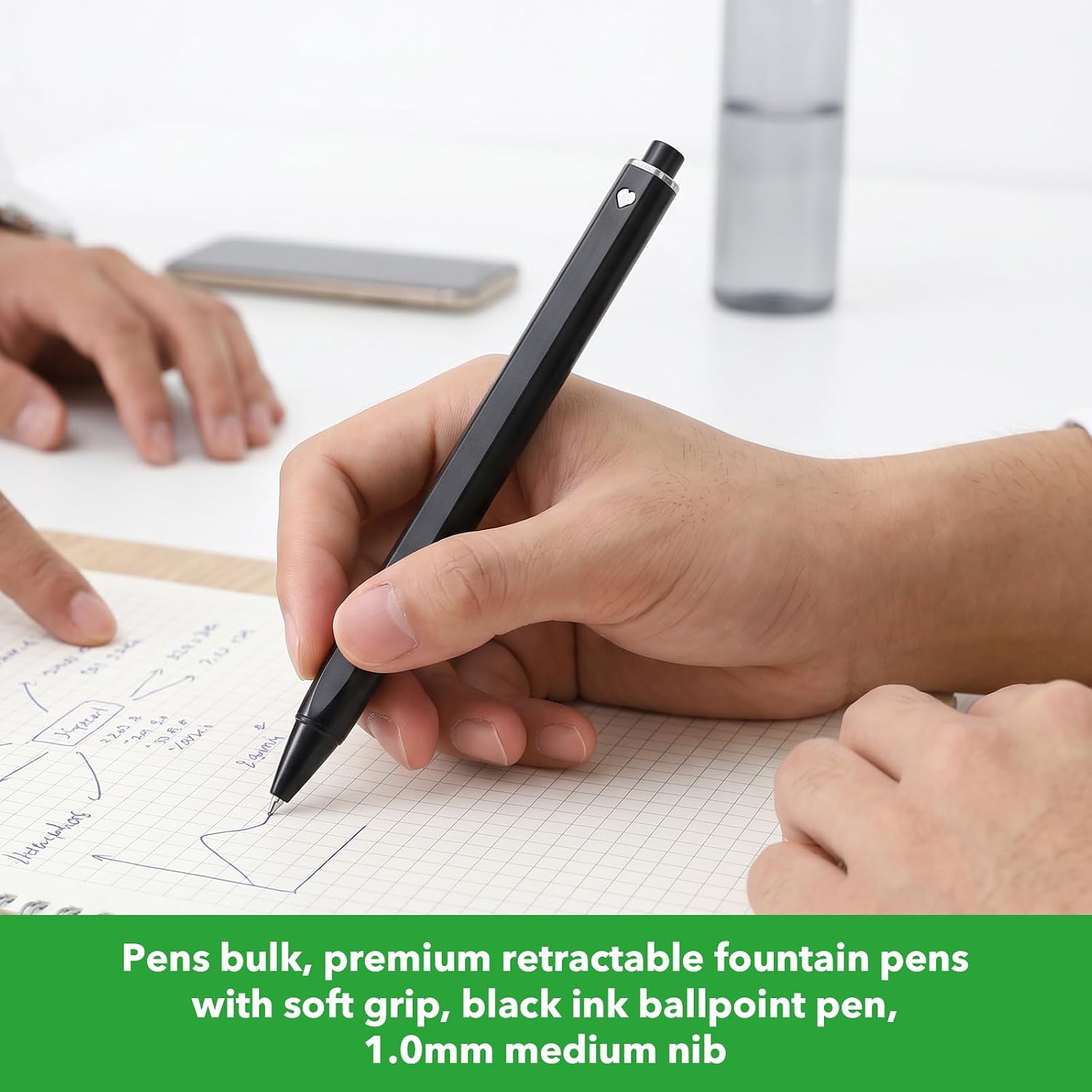 Pens Bulk 100 Pack Black Ink Ballpoint Pens, 0.5mm Fine Tip Basic Pen for Office & Home, Smooth Writing Retractable Plastic Pen, 5.9x0.4 inch Lightweight Design for Daily Use image 4