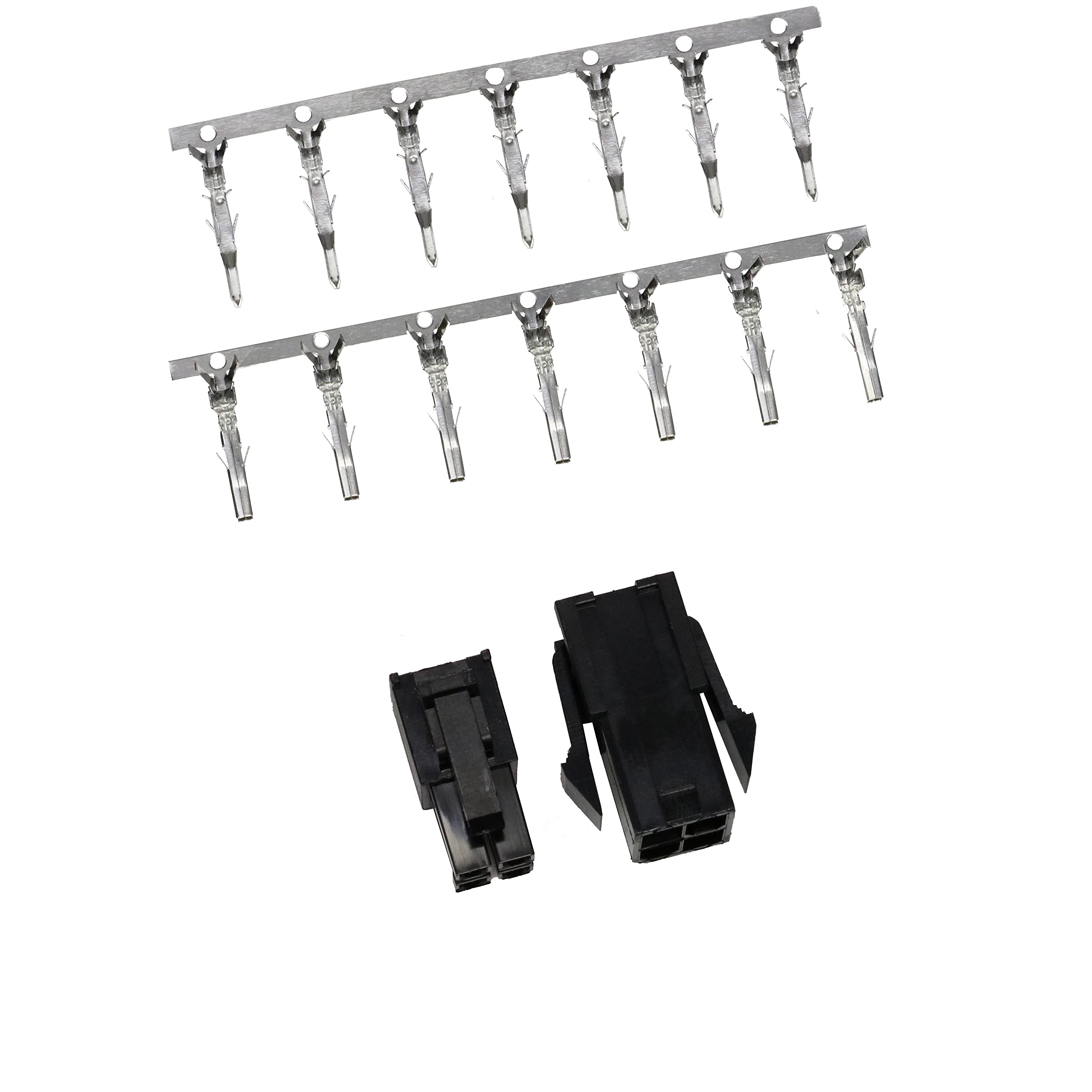 5557/5559 Double Row 4.2mm Black 4-pin Wire-to-Wire Crimp Connector Plug + Wire Socket + Crimps, Pack of 50 Compatible With Molex Mini-Fit Jr. — image 1