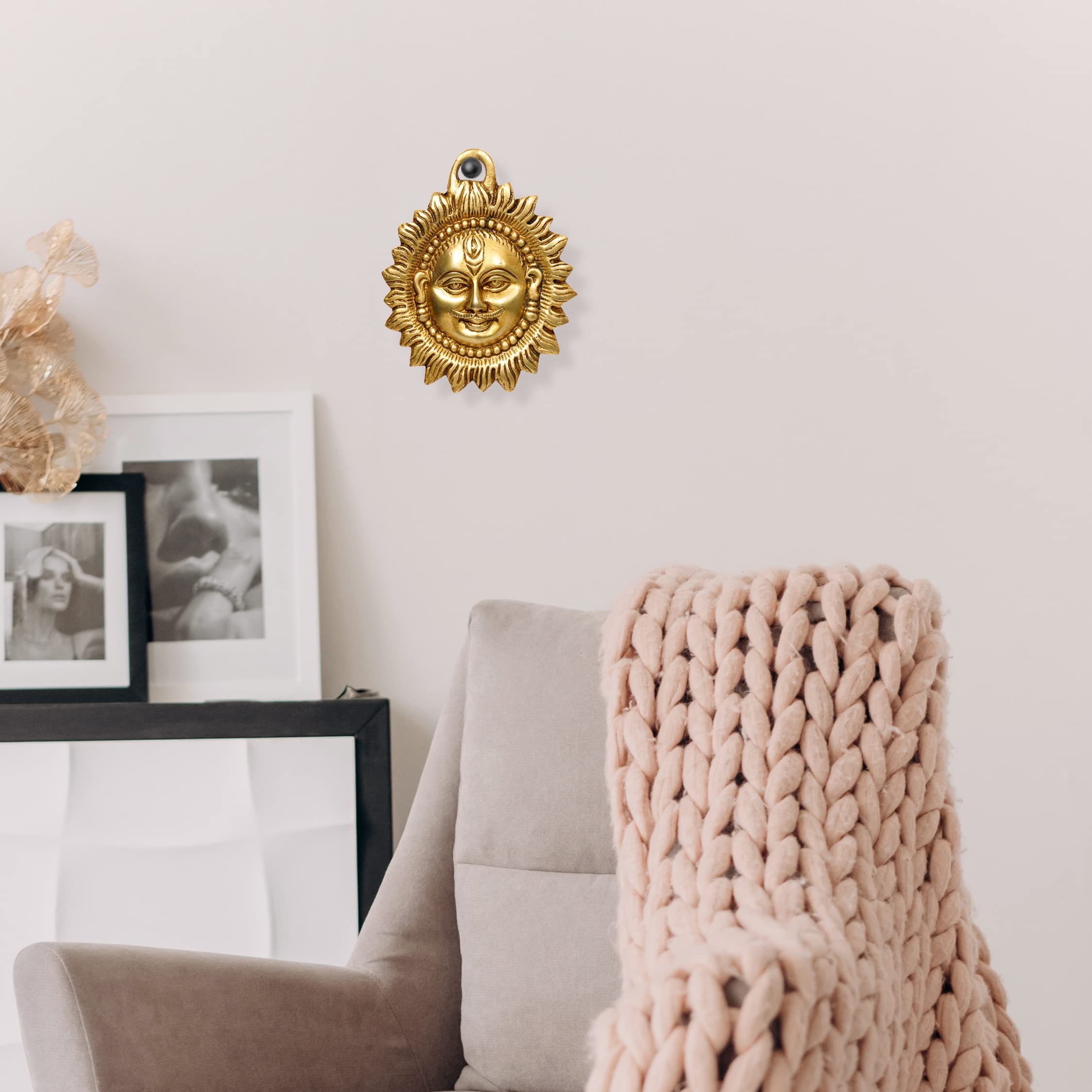 Brass Sun God Wall Hanging - Vastu Protection & Decor -6