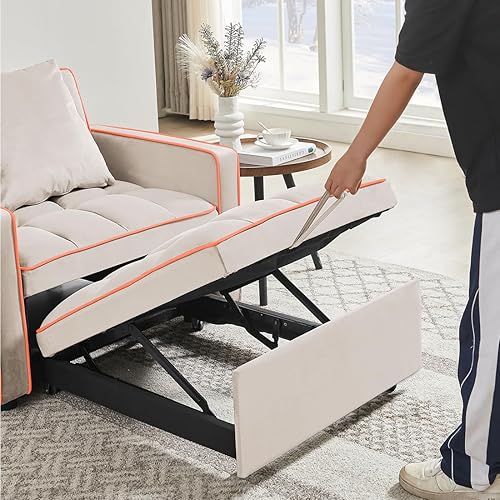 Miniatura 5 de Sofá cama plegable moderno y convertible 3 en 1, multifuncional, de terciopelo, respaldo ajustable en un sofá reclinable para sala de estar,