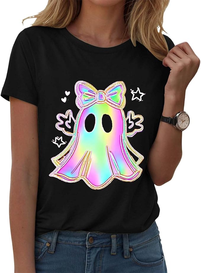 Short Sleeve Shirts for Women 2025, Women&#39;s Tops Summer Crew Neck Shirts Dressy Casual Blouses for Women
