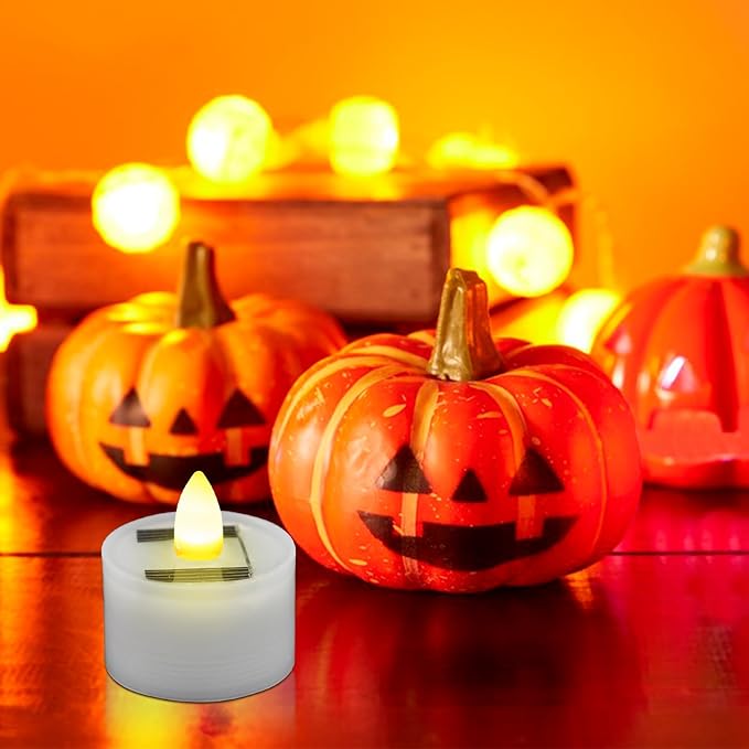 NevPuose LEDE TEA Light Candles - Solar Flicker Flame, Oplaadbare Gloed | Waterdichte Blauwgroen Luminary, Garden Lantern Companion, Home Ambiance Lighting, Indoor Soft Light Source, Herbruikbaar Mini Flame Li photo 3