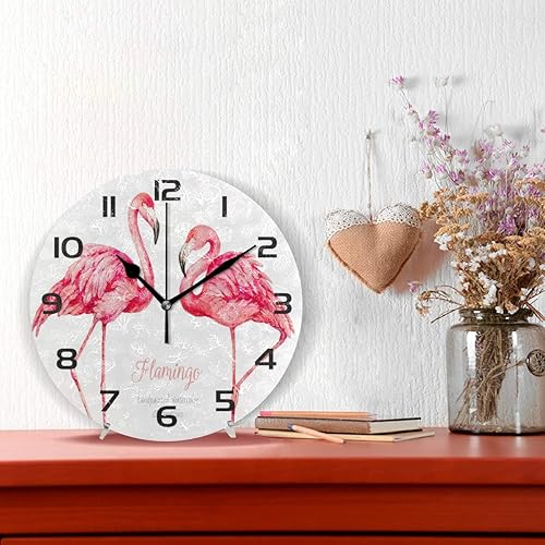 Miniatura 2 de Qilmy Reloj de pared de flamenco sin tictac, arte silencioso, decorativo, redondo, para sala de estar, cocina, dormitorio, oficina, escuela