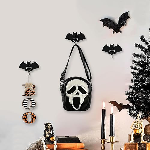 Miniatura 5 de AVJERA Soporte para llaves de cueva de hombre con temática de murciélagos, decoración gótica espeluznante para el hogar, colgador negro para llaves,