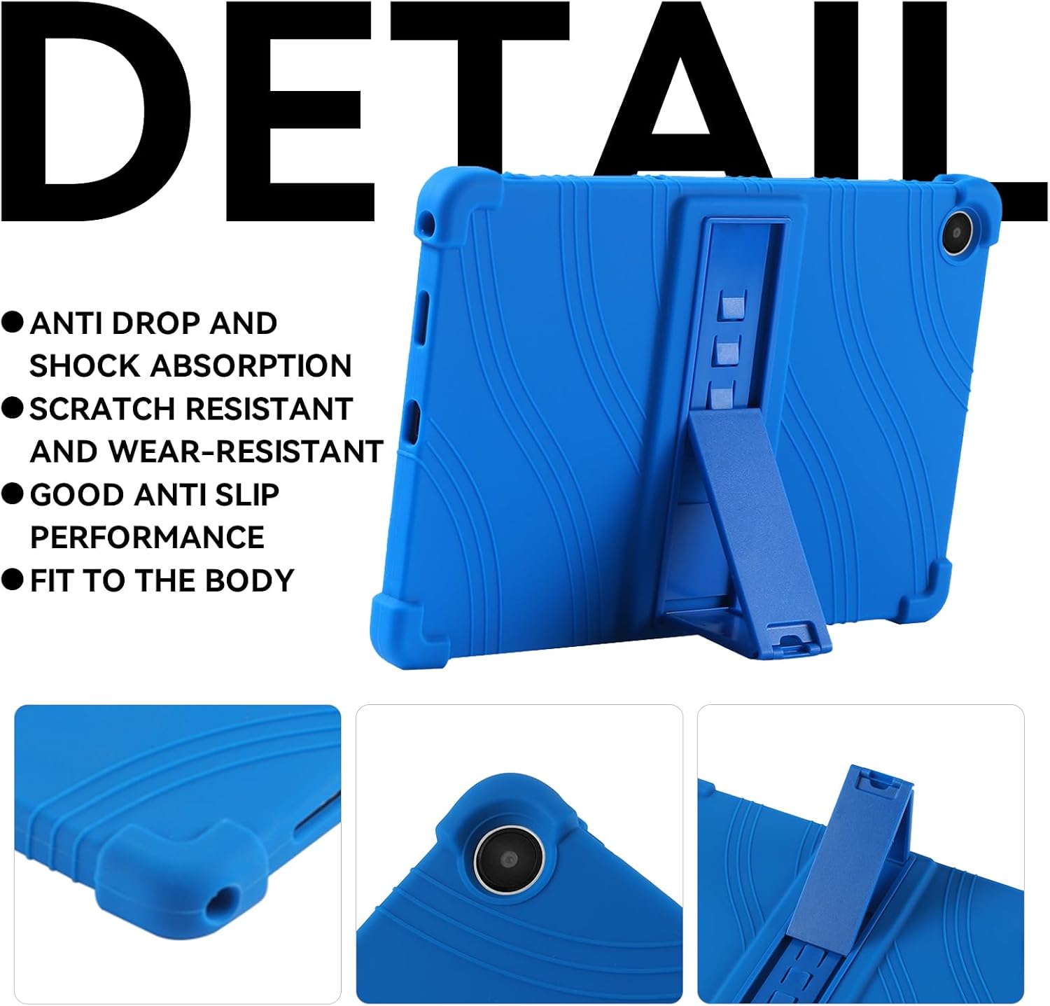 Kids Shockproof Case for Onn 10.4" Tablet Pro 2023 - Soft Silicone Cover with Adjustable Stand, Compatible with Walmart Model 100110603 (蓝色) image 3
